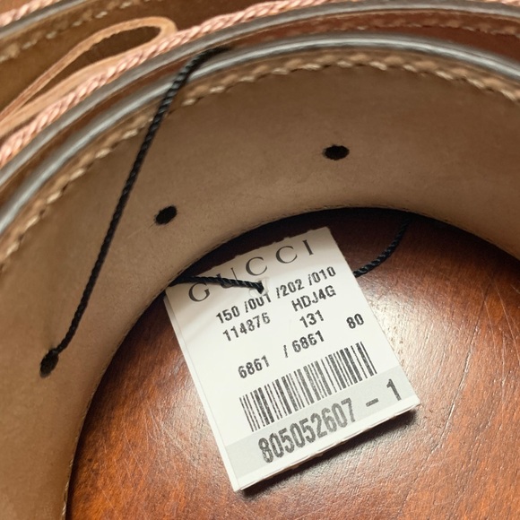 GUCCI Leather with canvas Belt.  Size 80-32 - Picture 8 of 13